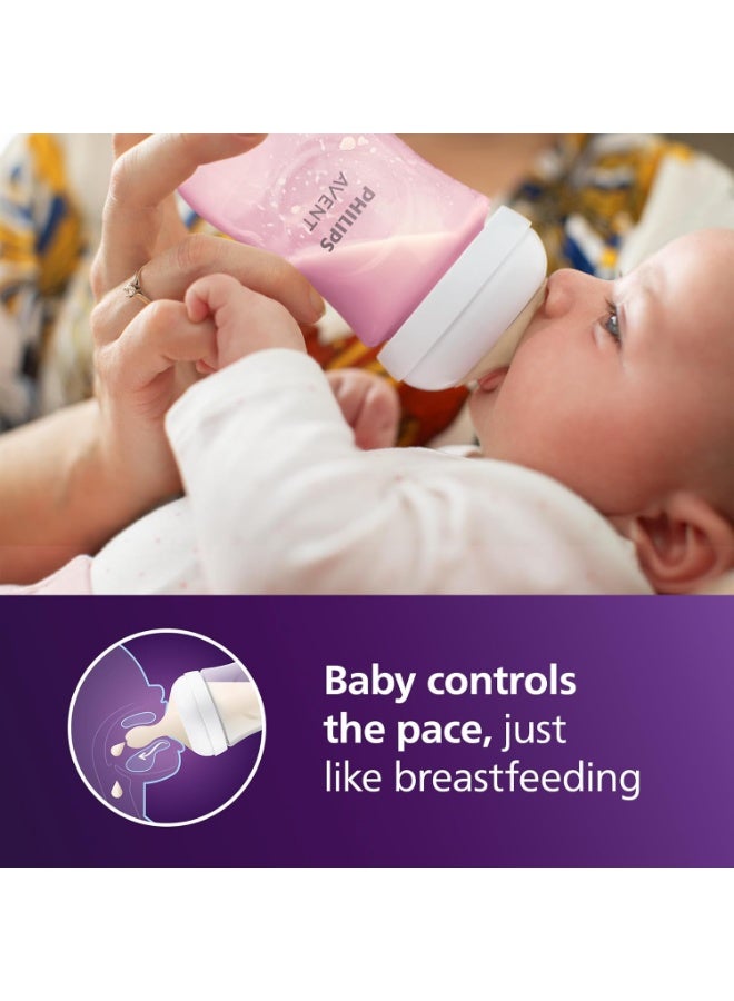 Philips Philips Avent Natural Baby Bottles with Natural Response Nipples (Medium Flow, Flow 3), 9oz, Pink, 4-Pack, SCY903/14 - Image 2