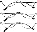 REAVEE 3 Pack Retro Designer Alloy Half Moon Reading Glasses for Women Men Half Frame Spring Hinge Stylish Slim Reader with Pouch Black Grey and Silver 35 - Image 1