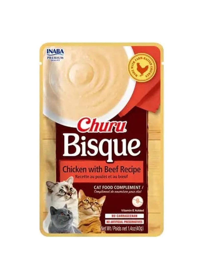INABA Churu Bisque Chicken With Beef Recipe Wet Cat Food 40g - Image 1