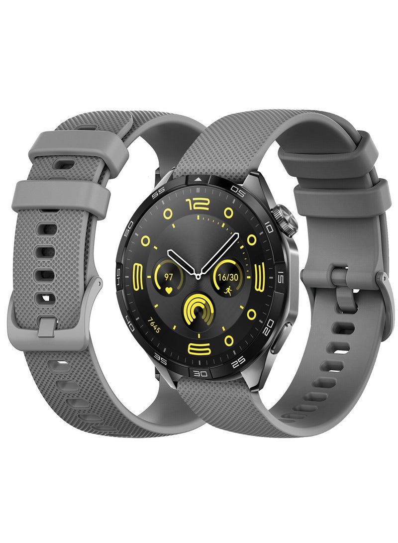 CATANES (For All Smartwatches 22mm) 22mm Silicone Straps Watch Band Strap for Huawei GT3 / Huawei GT3 pro/Huawei GT/Huawei GT 2 (46mm) Watch Band/Huawei Watch GT2 Pro Strap/Samsung Galaxy Watch 46mm / Galaxy Watch 3 45mm - Grey - Image 3