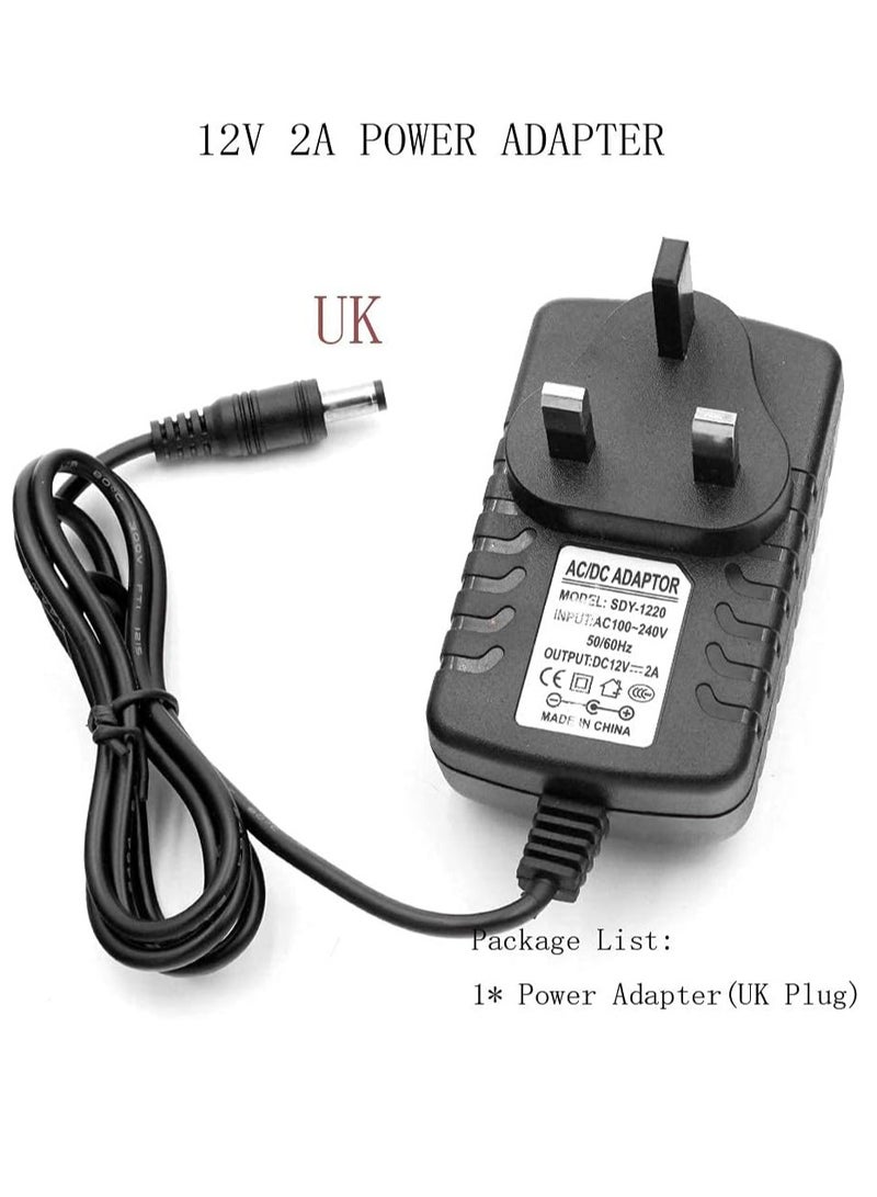 12V 2A AC Power Supply Adapter For Light Lamp And Surveillance Security Camera Black  - Image 5