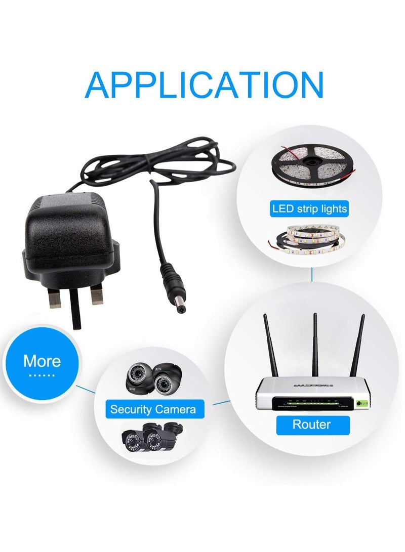 12V 2A AC Power Supply Adapter For Light Lamp And Surveillance Security Camera Black  - Image 3