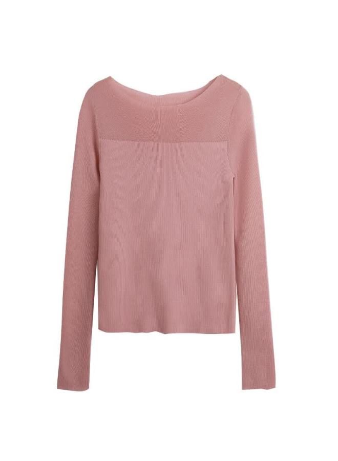 Oulain Elastic Soft Knit Sweater, Autumn Women's Wear, High-end Inner Layer Base Shirt Top, Lotus Root Color, XL