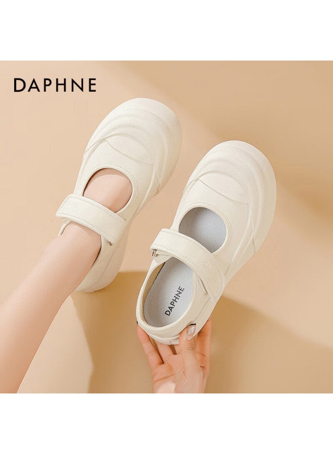 Daphne Women's Thick-soled White Shoes  Spring Hot Magic Tape Mary Jane Shoes Off-white Size 39 - Image 2