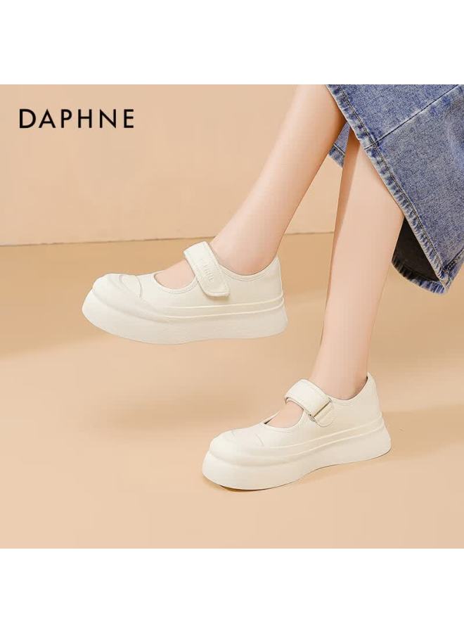 Daphne Women's Thick-soled White Shoes  Spring Hot Magic Tape Mary Jane Shoes Off-white Size 39 - Image 1