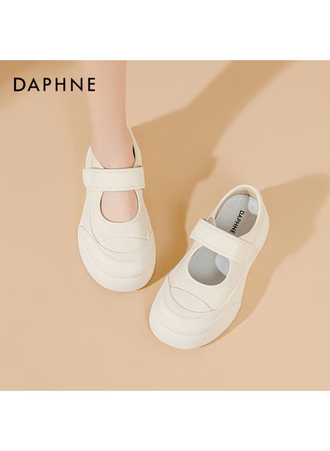 Daphne Women's Thick-soled White Shoes  Spring Hot Magic Tape Mary Jane Shoes Off-white Size 39 - Image 3