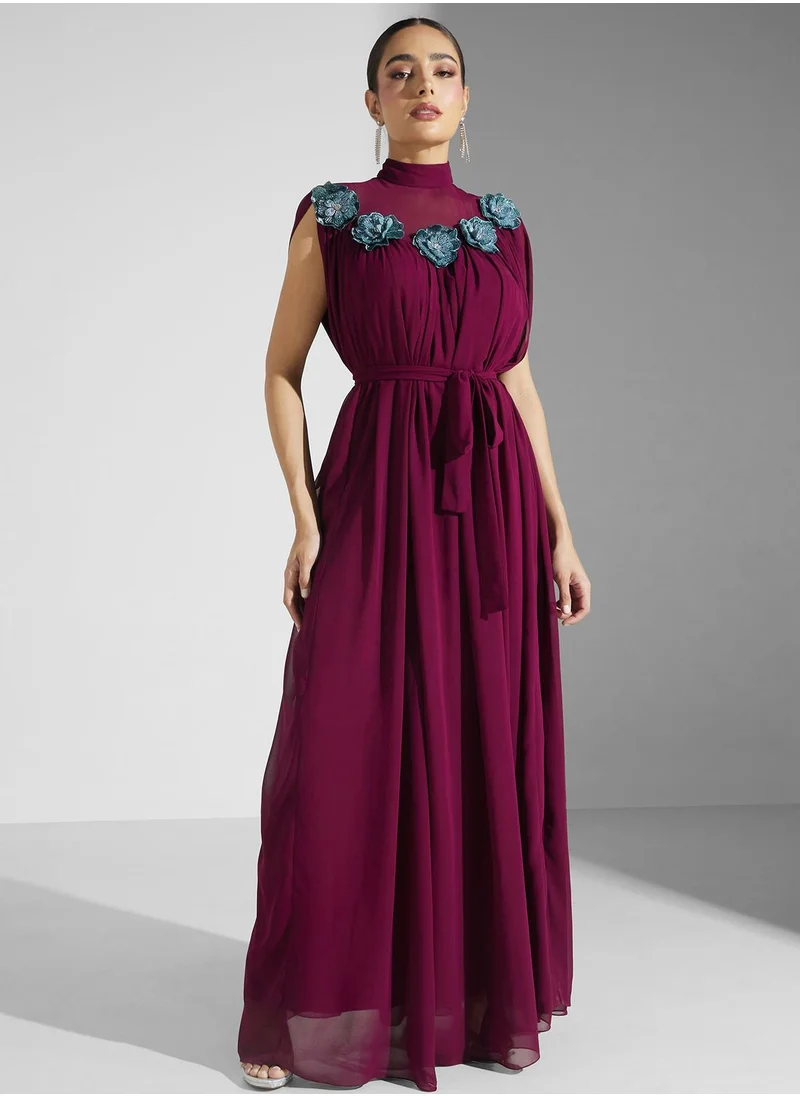 Virgos Lounge Embellished Mesh Detail Dress