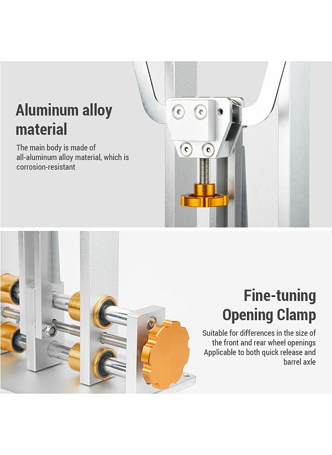 Bicycle Wheel Truing Stand Bike Wheel Alignment Repair Tool with Dial Gauge for Quick Release and Thru-Axle