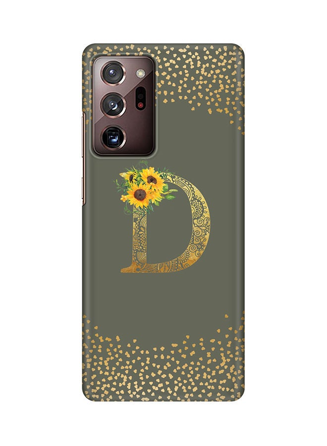 Stylizedd Monogram Slim Cover for Samsung Galaxy Note 20 Ultra Case Custom Initials Letter Floral Pattern Snap Series Mobile Cover Matte Alphabet  - D (Olive Green)