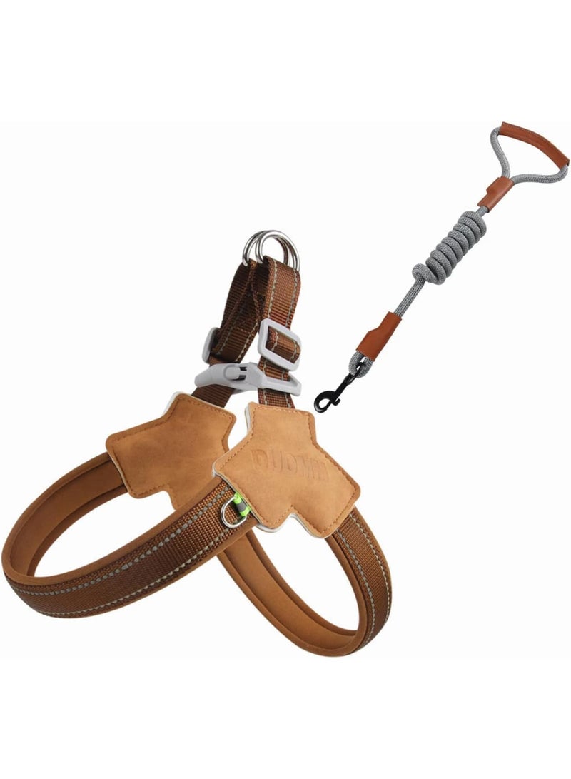 SYOSI طقم حزام وكلب للكلاب الكبيرة والمتوسطة والصغيرة، مضاد للسحب، قابل للتعديل، سترة عاكسة مع حزام صدر مبطن ناعم وحبل نايلون متين للمشي والتدريب (أسود، S) - Image 1