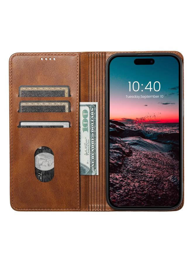 Suteni Case For iPhone 15 Pro J02 Oil Wax Wallet Leather Phone Case - Image 4