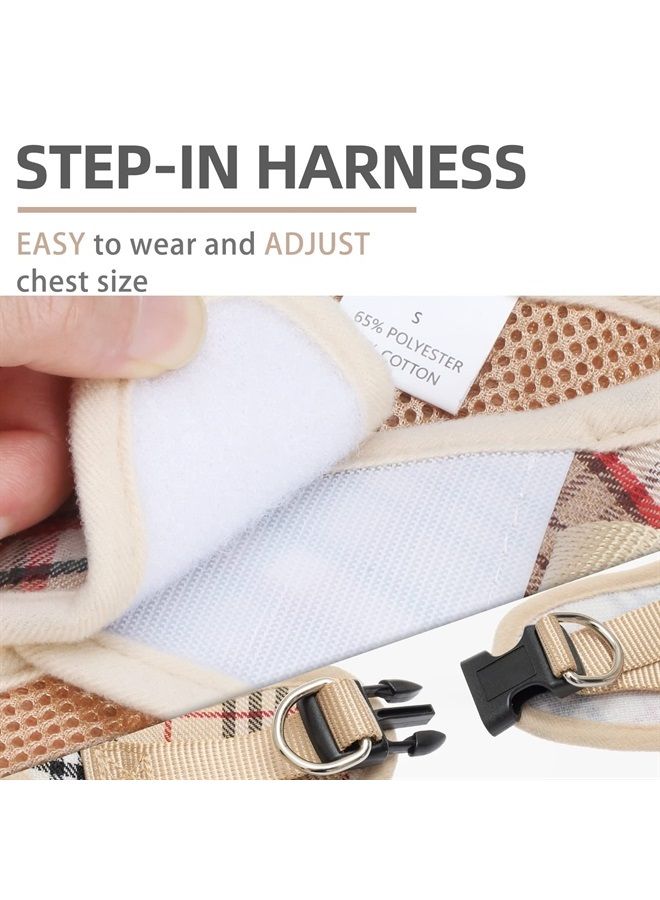 PUPTECK Adjustable Dog Harness Collar and Leash Set Step in No Pull Pet Harness for Small Medium Dogs Puppy and Cats Outdoor Walking Running, Soft Mesh Padded Reflective Vest Harnesses, Khaki M - Image 4