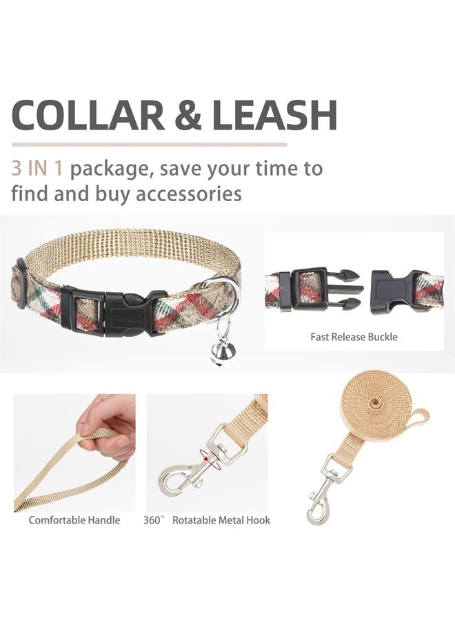 PUPTECK Adjustable Dog Harness Collar and Leash Set Step in No Pull Pet Harness for Small Medium Dogs Puppy and Cats Outdoor Walking Running, Soft Mesh Padded Reflective Vest Harnesses, Khaki M - Image 5