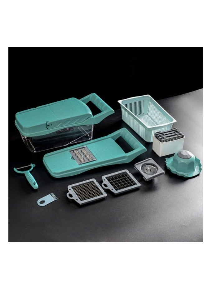 16 قطعة مجموعة متعددة الوظائف الخضار القاطع مكعبات مبشرة - Image 1