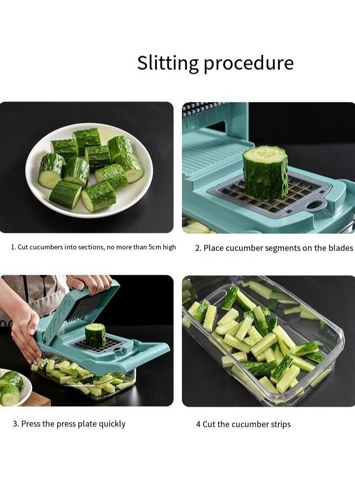 16 قطعة مجموعة متعددة الوظائف الخضار القاطع مكعبات مبشرة - Image 4