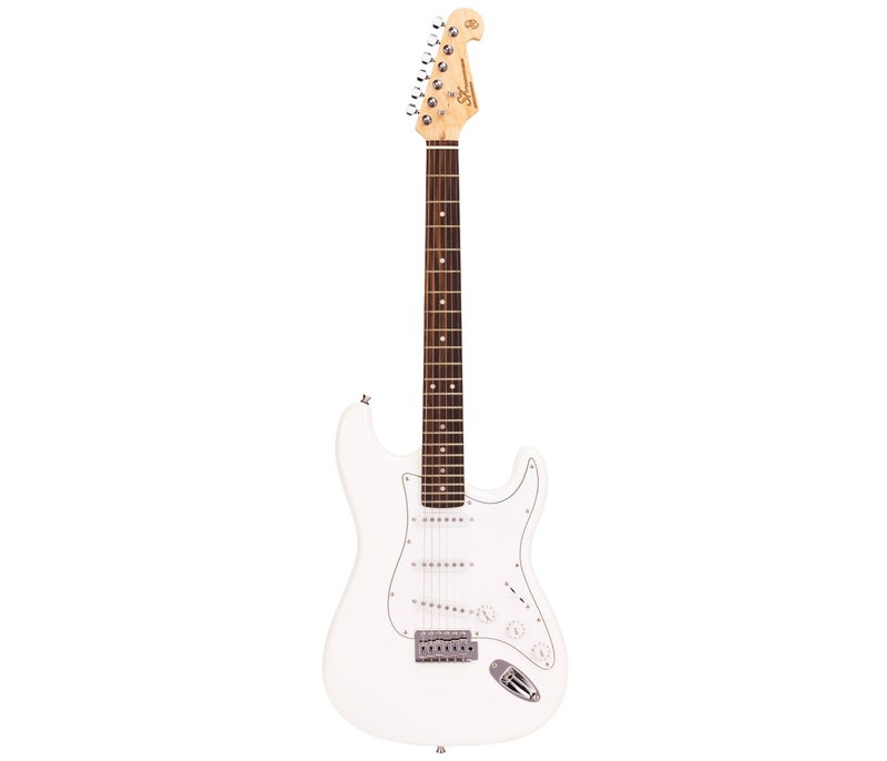 SX Guitar ED1 Vintage Style Electric with Bag - White - Image 2