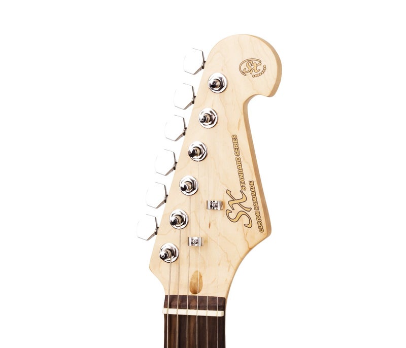 SX Guitar ED1 Vintage Style Electric with Bag - White - Image 4