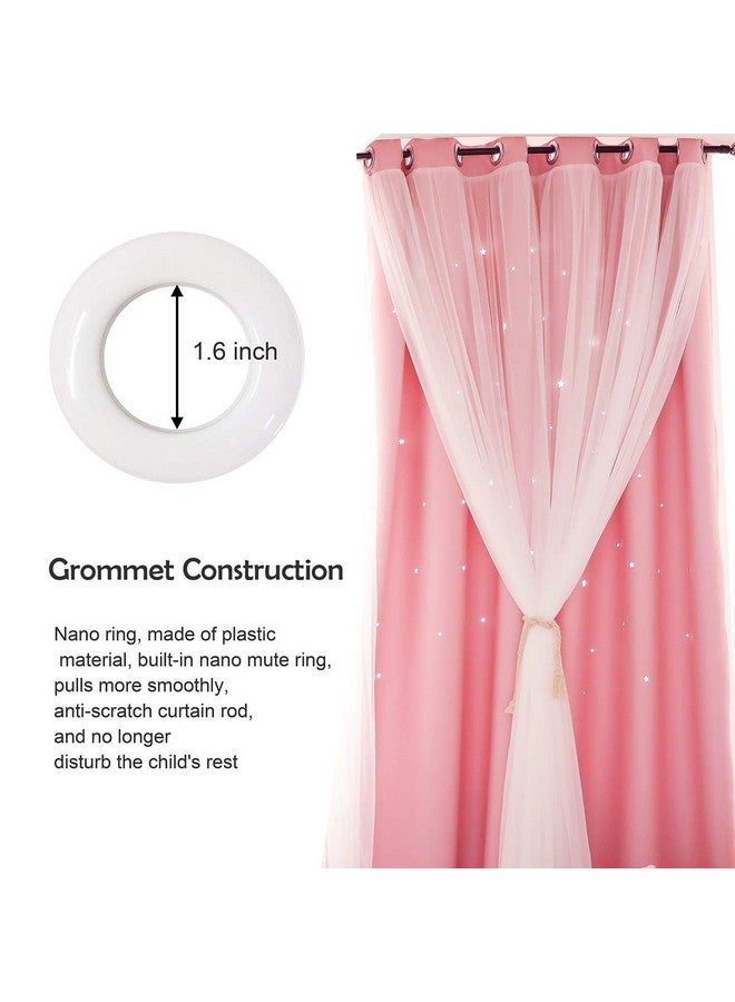UNISTAR 2 Panels Stars Blackout Curtains for Bedroom Girls Kids Baby Window Decoration Double Layer Star Cut Out Aesthetic Living Room Decor Wall Home Curtain,W52 x L63 Inches,Pink - Image 5