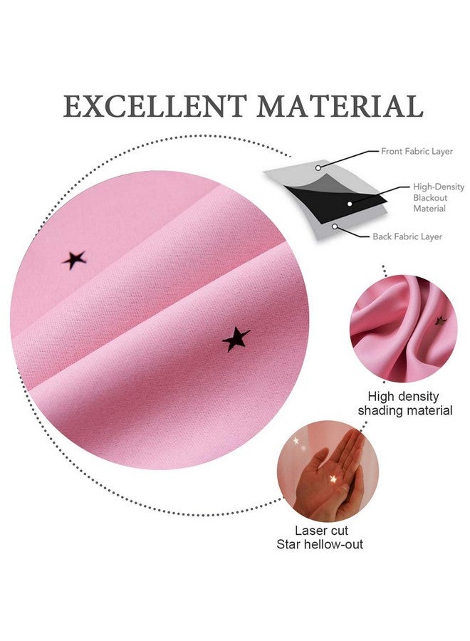 UNISTAR 2 Panels Stars Blackout Curtains for Bedroom Girls Kids Baby Window Decoration Double Layer Star Cut Out Aesthetic Living Room Decor Wall Home Curtain,W52 x L63 Inches,Pink - Image 4
