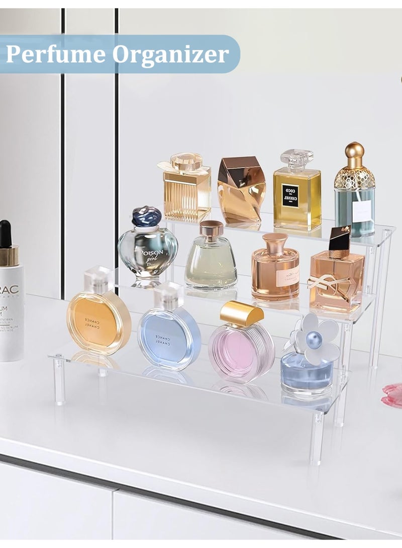 YIM-VIBEHAUS Acrylic Display Riser, 3-Tier Acrylic Riser Display Shelf, Tiered Display Stand Small Risers Cabinet Countertops Table Decoration and Organizer, Party Dessert Shelves, Makeup Organizer, Crystal Stone Riser Stand for Decoration - Image 4