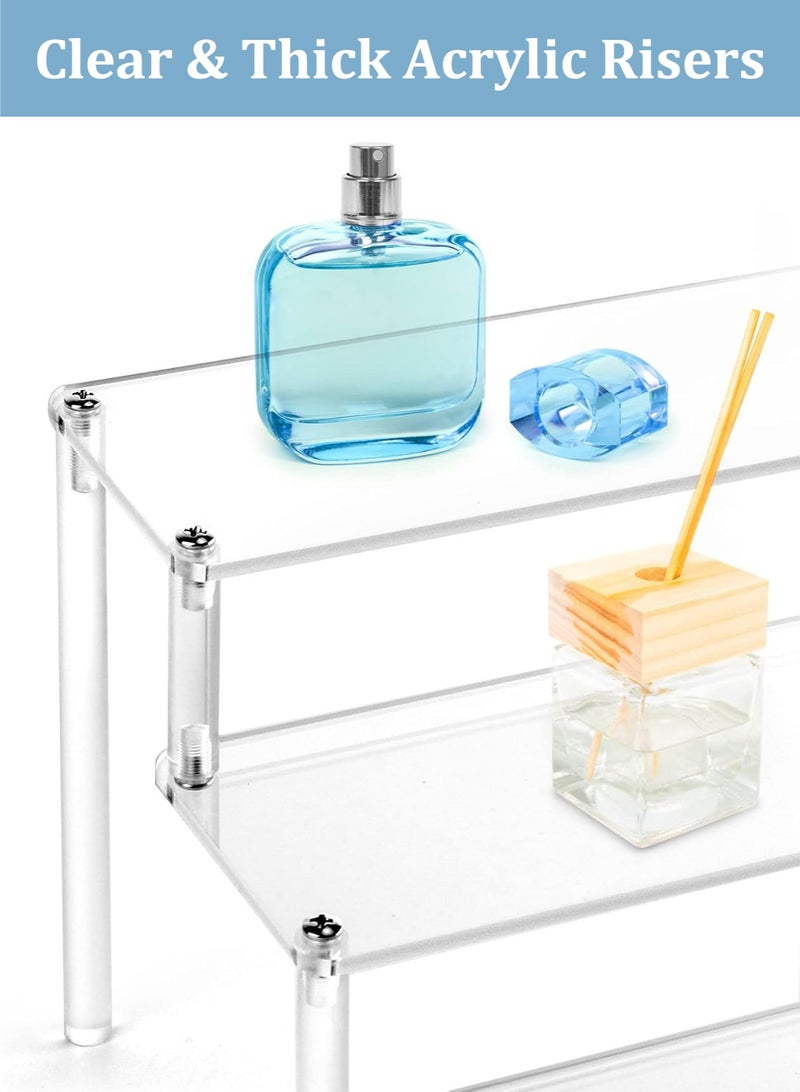 YIM-VIBEHAUS Acrylic Display Riser, 3-Tier Acrylic Riser Display Shelf, Tiered Display Stand Small Risers Cabinet Countertops Table Decoration and Organizer, Party Dessert Shelves, Makeup Organizer, Crystal Stone Riser Stand for Decoration - Image 3