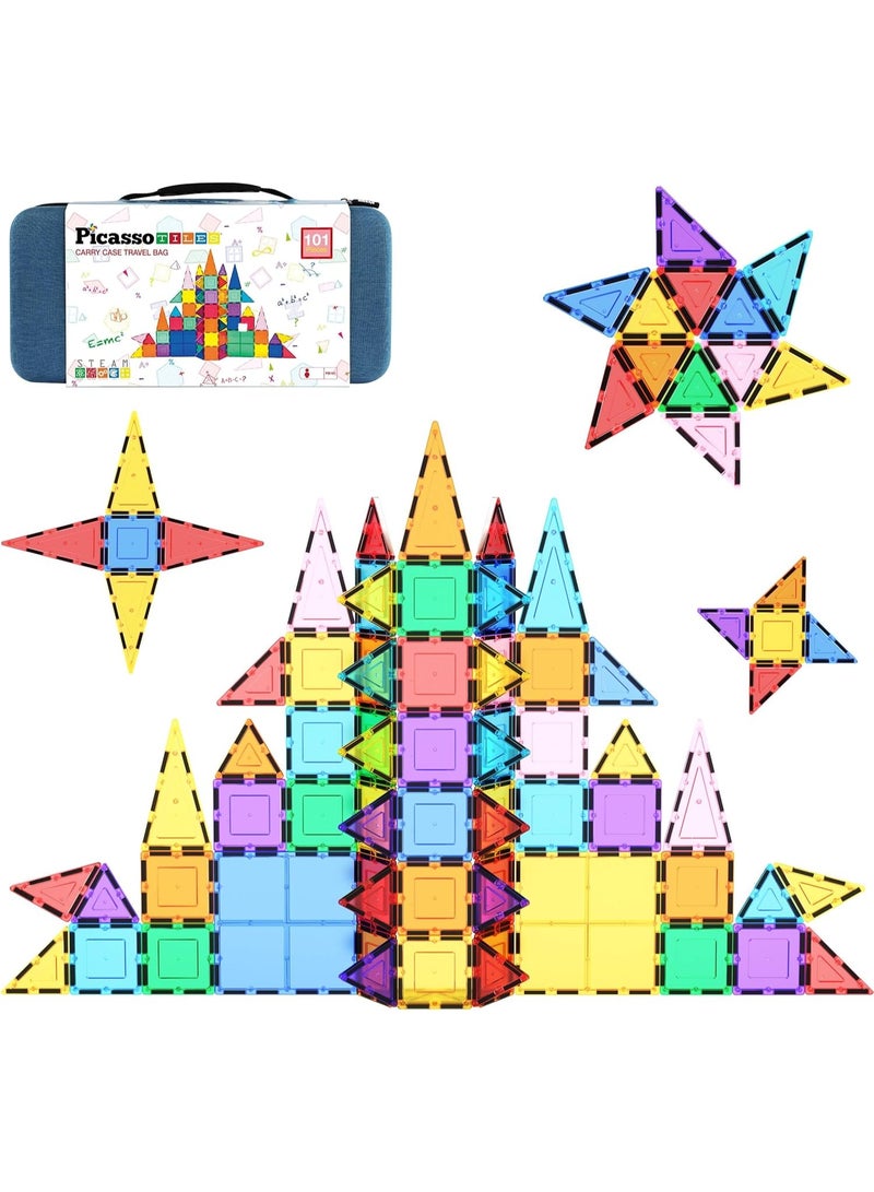 PicassoTiles بلاط بيكاسو المغناطيسي مع 4 شخصيات 100 قطعة | ألعاب STEM | مجموعة ألعاب تعليمية | كتل تكديس | تعزيز مهارات حل المشكلات والمهارات الحركية الدقيقة | تحسين التنسيق والإبداع | هدية للأطفال والرضع | مجموعة بناء لتطوير عقل الطفل - Image 2