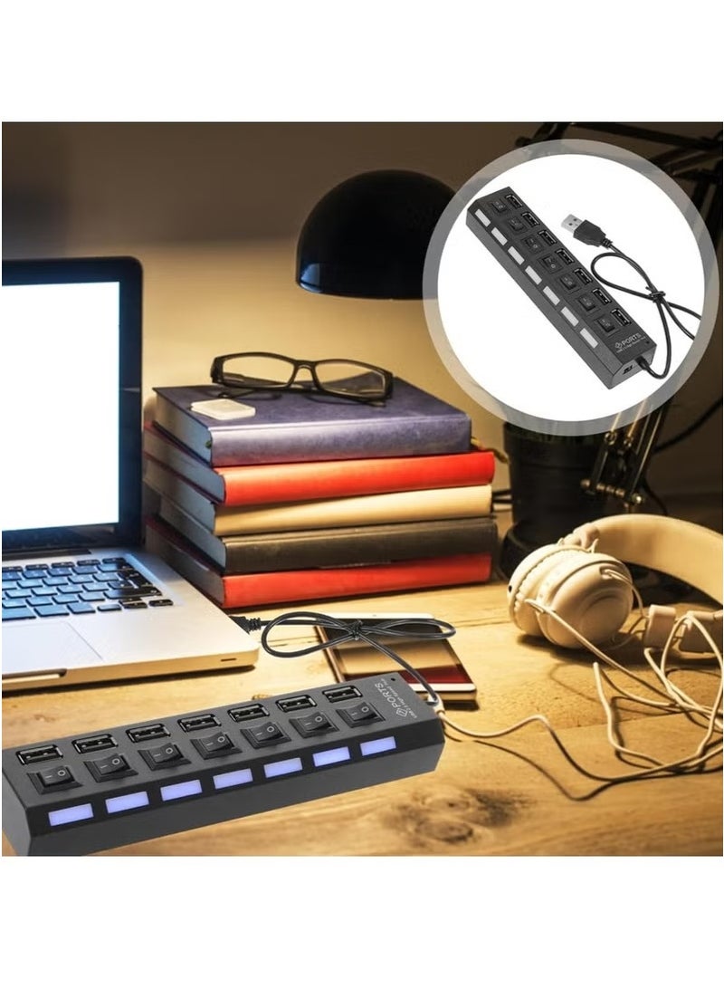 7-Port USB Hub Black - Image 3