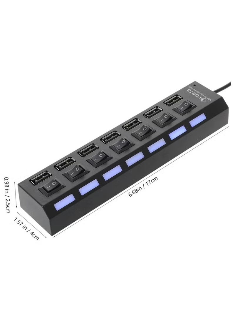 7-Port USB Hub Black - Image 5