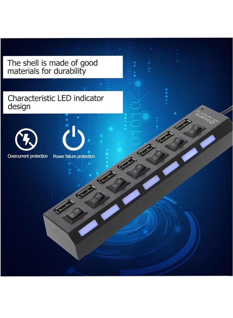 موزع USB 7 المنفذ أسود - Image 5