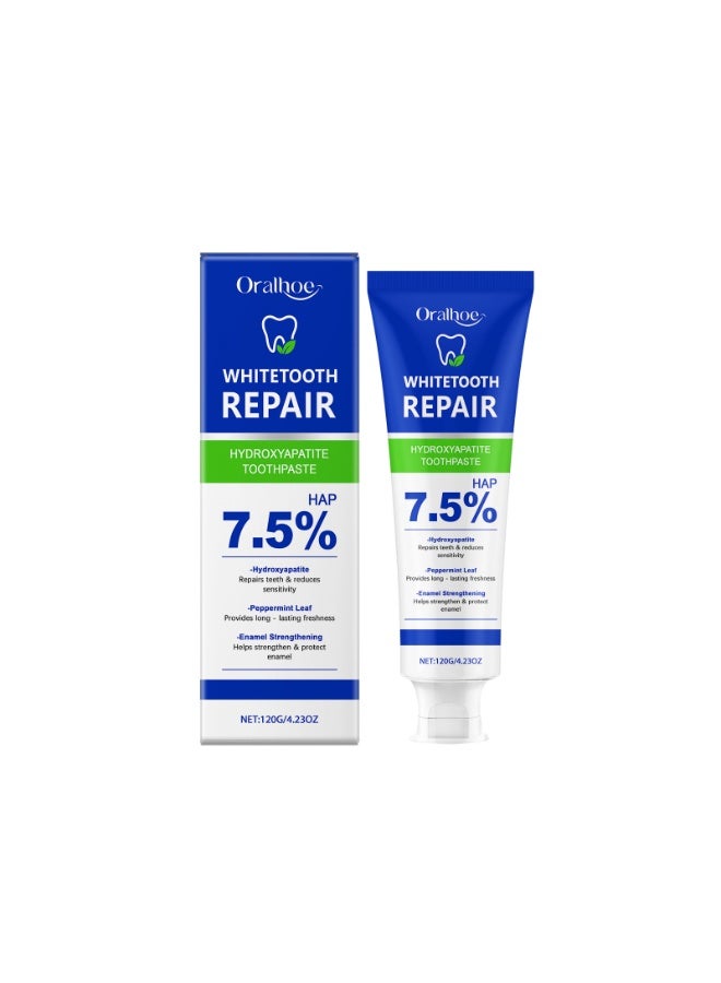 أورالحوي معجون أسنان هيدروكسيباتيت بنسبة 7.5% لحماية مينا الأسنان معجون أسنان لطيف وفعال لحماية الأسنان من أجل نفس منعش معجون أسنان هيدروكسيباتيت متطور لحماية الأسنان (120 جم) - Image 1