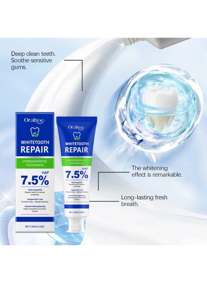 أورالحوي معجون أسنان هيدروكسيباتيت بنسبة 7.5% لحماية مينا الأسنان معجون أسنان لطيف وفعال لحماية الأسنان من أجل نفس منعش معجون أسنان هيدروكسيباتيت متطور لحماية الأسنان (120 جم) - Image 2