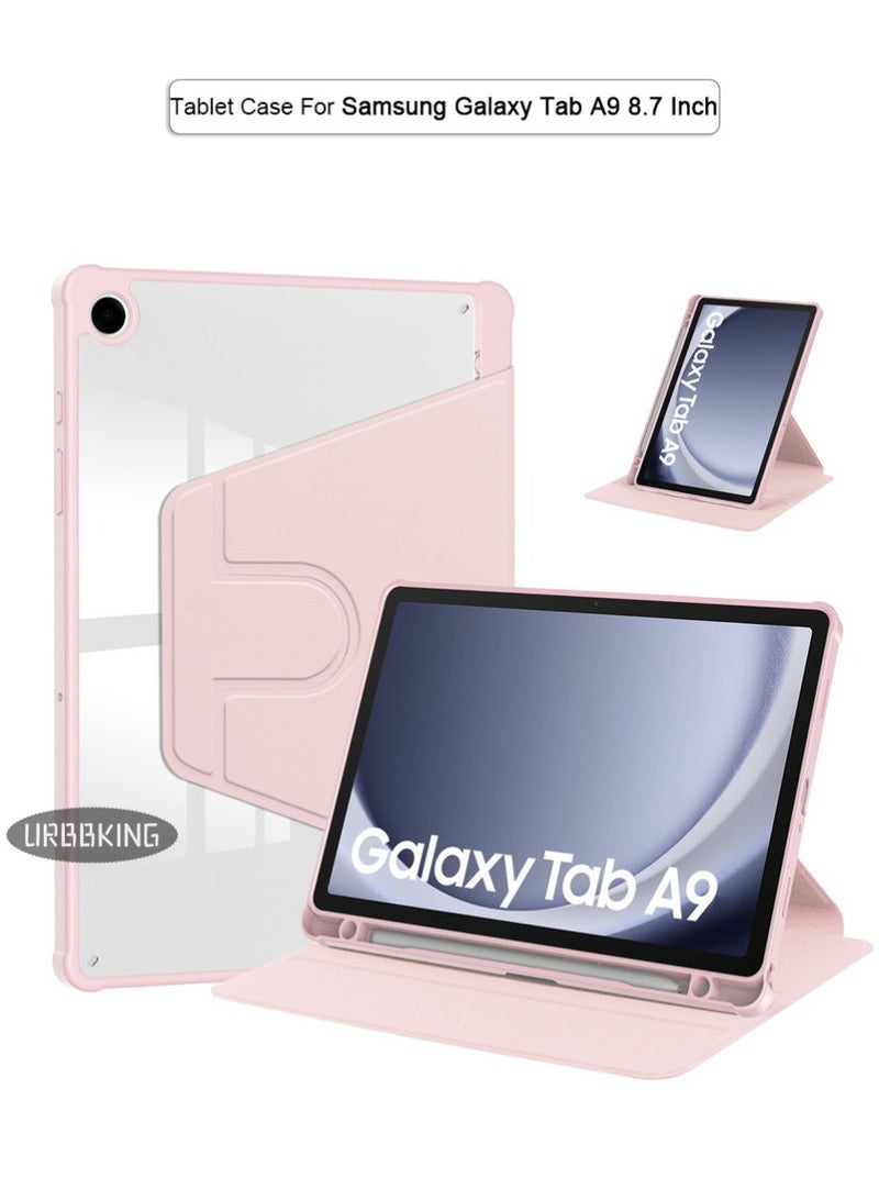 يوارب كينج متوافق مع غلاف سامسونج Galaxy Tab A9 الدوارة بحجم 8.7 بوصة ، مع غطاء الدوران 360 درجة ، غطاء عرض متعدد الزوايا ، مع قلم وردي - Image 1
