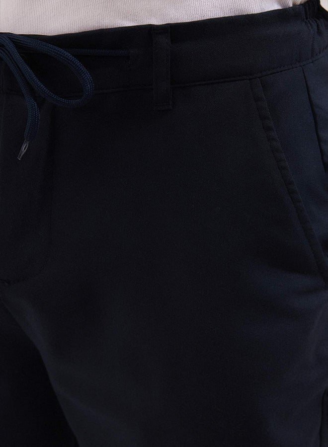 trendyol Navy Blue Slim Fit Waist Binding Detail Elastic Fabric Woven Pants - Image 4