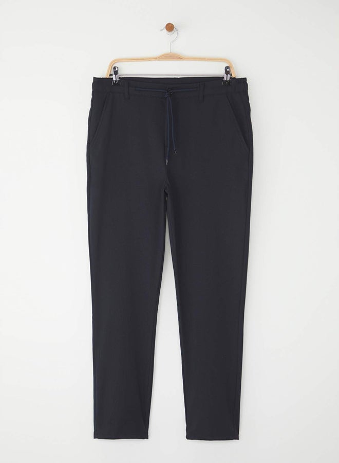 trendyol Navy Blue Slim Fit Waist Binding Detail Elastic Fabric Woven Pants - Image 5