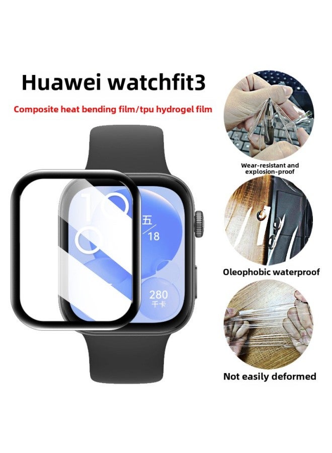 For Huawei Watch Fit 3 Film PMMA Composite Hot Bending Full Screen TPU Hydraulic HD Protective Watch Film-Color:TPU Hydraulic Film Two-piece Package-Dimensions:Huawei Fit 3 - Image 2