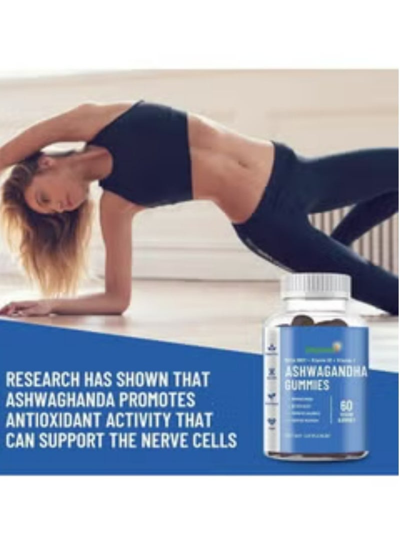 Daynee Ashwagandha Gummies Reduce Stress Support Sleep Muscle Strength Vitamin D/C Vegan Gummy 60pcs  - Image 2