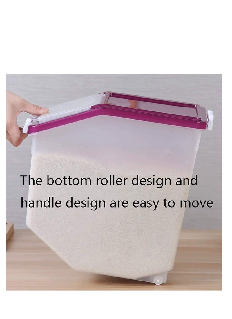 Rice Storage Container 15 Kg Capacity - Food Storage Container with Lid, BPA Free Plastic Large Cereal Sotrage Box, Kitchen Multifunctional Container with Measuring Cup