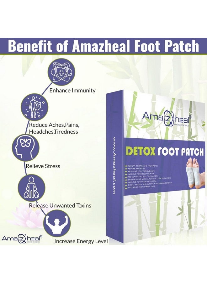 AMAZHEAL لصقات القدم من AMAZHEAL الفاخرة، لصقات إزالة السموم، لصقات تخفيف التوتر والنوم للرجال والنساء (1 صندوق = 10 لصقات) (عبوة من 1) - Image 4