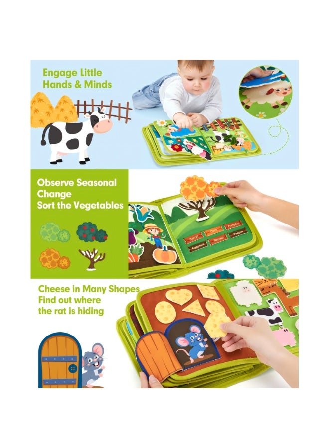 كادراما كتاب أنشطة حسي مصنوع من اللباد - إصدار حيوانات المزرعة، لعبة تعليمية تفاعلية للأطفال الصغار ومرحلة ما قبل المدرسة - Image 5