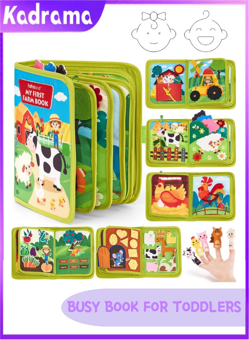 كادراما كتاب أنشطة حسي مصنوع من اللباد - إصدار حيوانات المزرعة، لعبة تعليمية تفاعلية للأطفال الصغار ومرحلة ما قبل المدرسة - Image 1