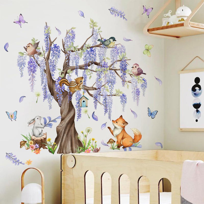 TUOKING TUOKING Wall Stickers Decor Removable Purple Tree Wall Murals Peel and Stick Modern Wall Art Decal Home Decor for Kitchen Bedroom Living Room(MS2453-KL)  - Image 3