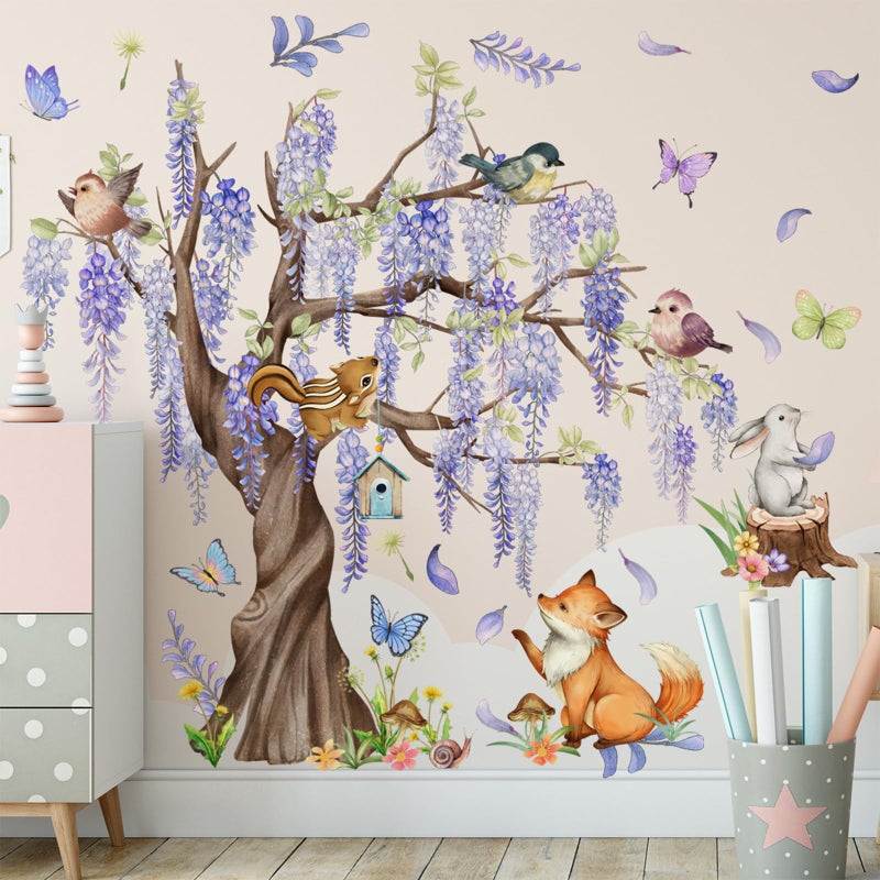 TUOKING TUOKING Wall Stickers Decor Removable Purple Tree Wall Murals Peel and Stick Modern Wall Art Decal Home Decor for Kitchen Bedroom Living Room(MS2453-KL)  - Image 1