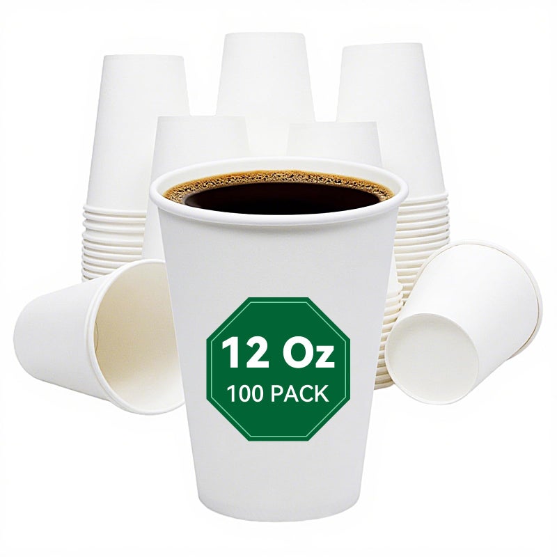 Cxsel Coffee Cups, 100 Count 12 Oz Paper Cups, Disposable Cups for Hot and Cold, Disposable Coffee Cups for Office Home Party - Image 1