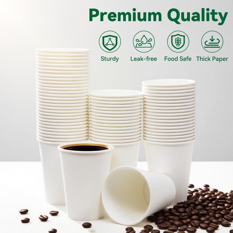 Cxsel Coffee Cups, 100 Count 12 Oz Paper Cups, Disposable Cups for Hot and Cold, Disposable Coffee Cups for Office Home Party - Image 3