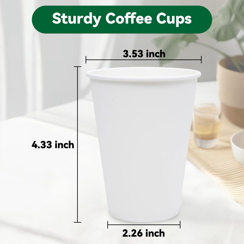 Cxsel Coffee Cups, 100 Count 12 Oz Paper Cups, Disposable Cups for Hot and Cold, Disposable Coffee Cups for Office Home Party - Image 2