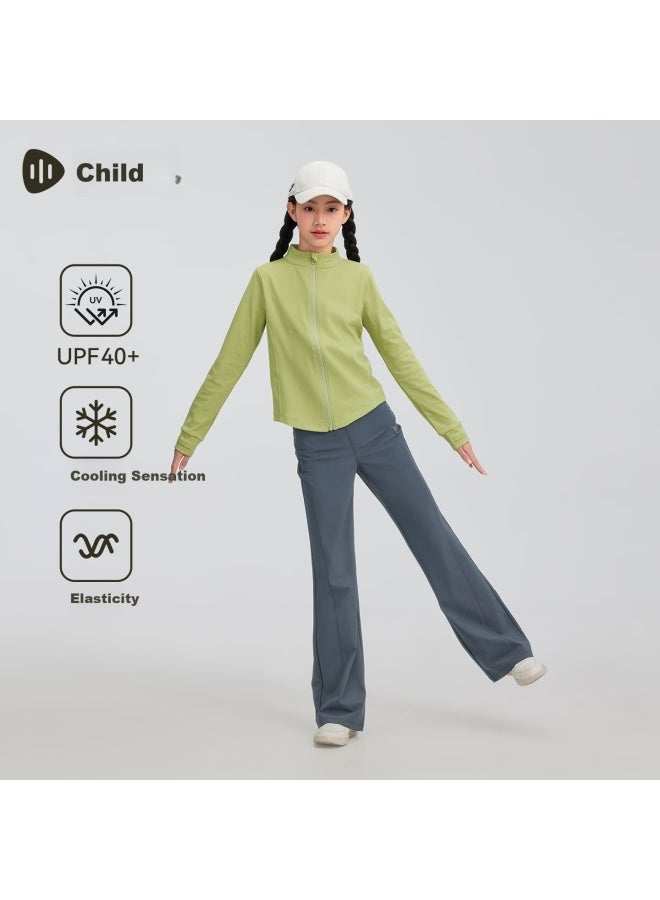 Souhait Kids Sun Protection Long Pants Girls  Spring Summer New Cool Breathable Flared Elastic Pants For Big Kids - Image 1
