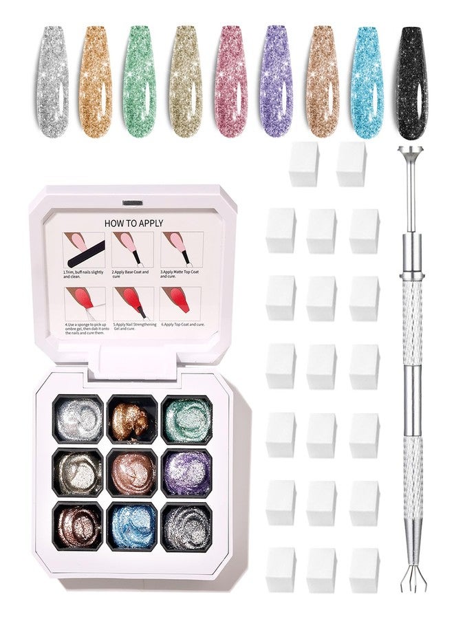 AOBOO مجموعة طلاء الأظافر الجل بألوان أومبري 9 من فينجر سيكريت، لوحة طلاء الجل مع 20 قطعة من إسفنجات الأظافر لفن الأظافر الجل ثلاثي الأبعاد يمكن استخدامها في الصالون أو المنزل (L0) - Image 1