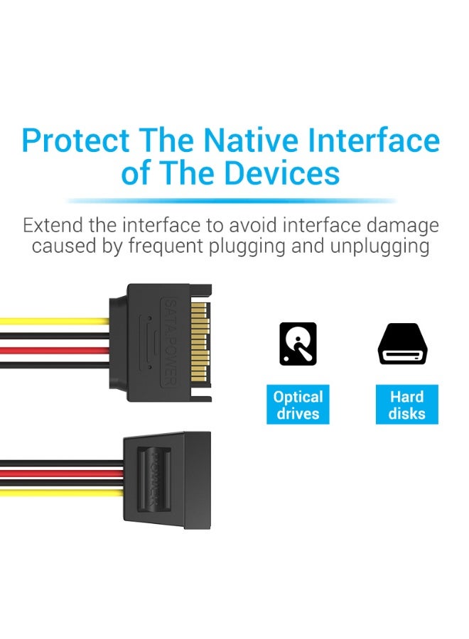 VENTION SATA 15P Power Extension Cable 0.3M Black Model # KDABY - Image 5