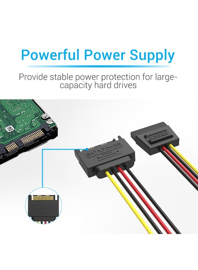 VENTION SATA 15P Power Extension Cable 0.3M Black Model # KDABY - Image 4