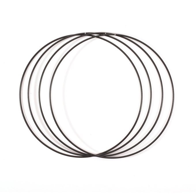 Vaessen Creative Metal Set for Crafts 4 Pieces Black 30 cm or 118 in Diameter 3 mm Thick Dream Catcher Hoop Wreath Ring for Macrame Wall Hanging Crochet Boho Dcor or Wedding Decorations